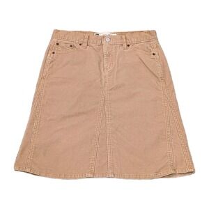 Y2K Corduroy Minimalist A-Line Skirt Size 6 Tan Chic Classic Timeless Gap Casual